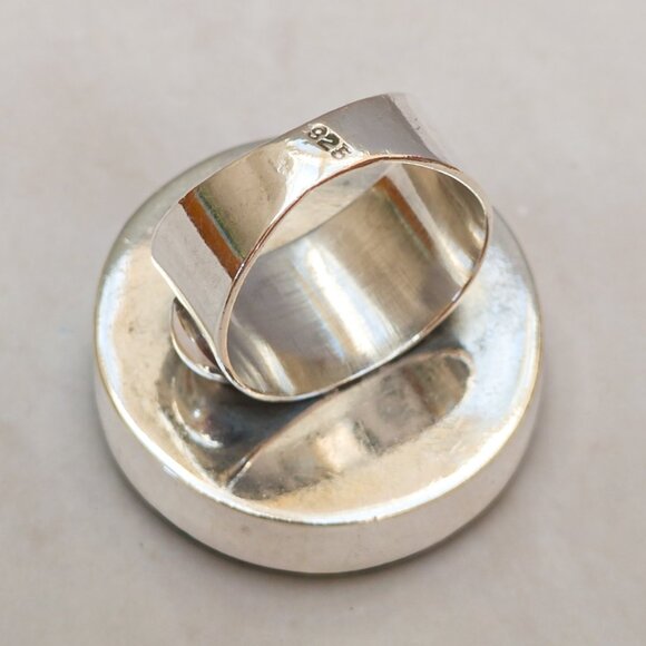 Large Sterling Silver & Aventurine Modernist Ring (Size 7.75) - Picture 10 of 17